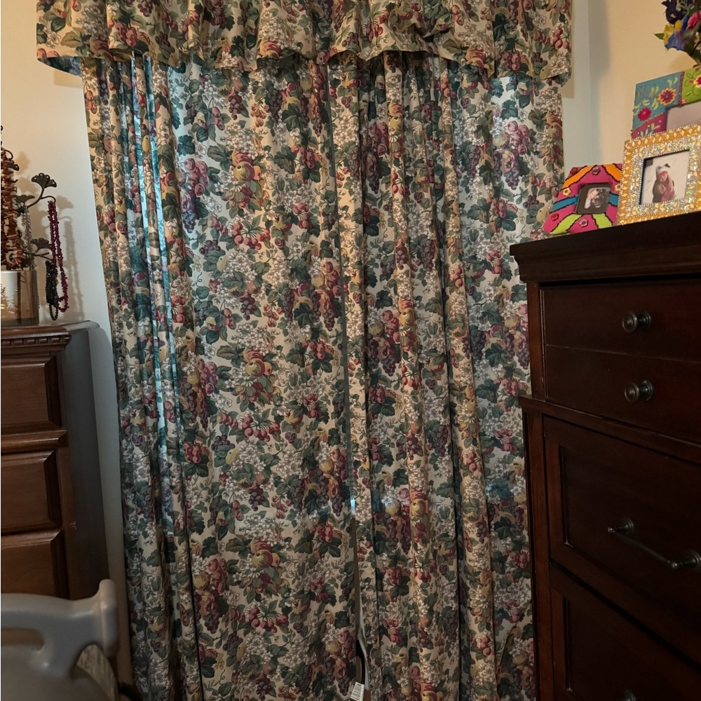 Floral Pattern Drapery Panels - Multicolor